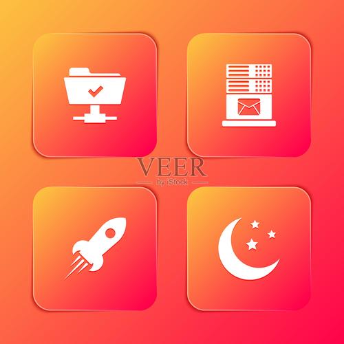 星空信使 FTP操作通知邮件的火箭船与月夜图标设计
